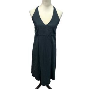 Eco Minimalist Black Halter Dress Of the Earth Hemp‎ Cotton Blend Size M